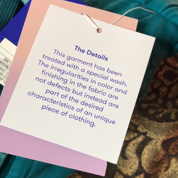 High rise distressed joggers. Blue-green. Teal color.loose fit - Picture 7 of 11